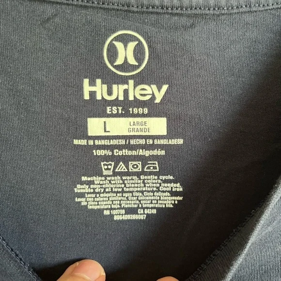 Men’s L Navy Hurley Casual Short Sleeve Casual Tee Shirt - Picture 4 of 5